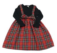 Čierno-kockované šaty s trakami Shein