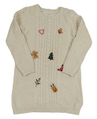 Smotanové pletené šaty s obrázkami Primark