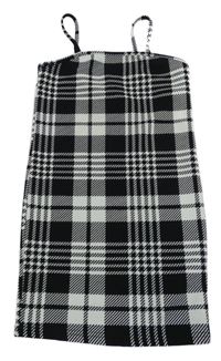 Čierno-biele kockované šaty Shein