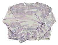 Fialovo-růžovo-bílé žebrované úpletové crop triko H&M