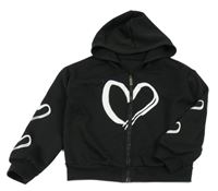 Čierna prepínaci mikina so srdiečkami a kapucňou Shein