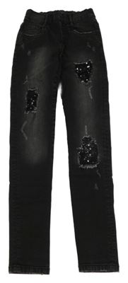 Čierne džegíny s flitrami Page One Young