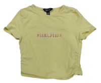 Žluté crop tričko s nápisem New Look