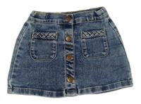 Modrá melírovaná rifľová sukňa s vreckami Nutmeg