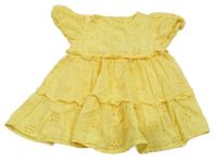 Žlté plátenné šaty s madeirou F&F