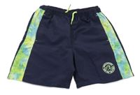 Tmavomodro-farebné šušťákové kraťasy