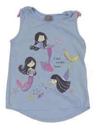 Svetlomodrý top s mořskými pannami a hvězdicemi