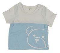 Bielo-modré tričko s medvěďom Shein