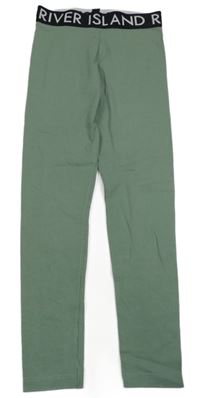 Khaki legíny s nápisom River Island