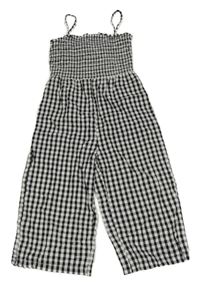Čierno-biely kockovaný nohavicový overal Primark