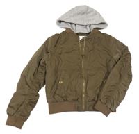 Khaki crop zateplený bomber s teplákovou kapucí H&M