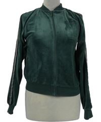 Dámska tmavozelená zamatová prepínaci mikina s poružky Hunkemoller