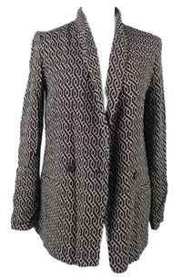 Dámske čierno-bielo-červené vzorované ľahké sako GP&JBaker