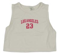 Biely crop top s ružovým nápisom