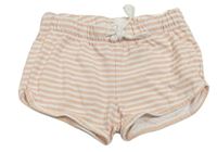 Svetloružová -biele pruhované bavlnené kraťasy H&M