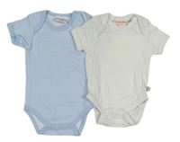 2x Biele + svetlomodré prúžkované body