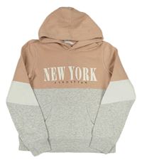 Pudrovo-šedá mikina s nápisem a kapucí H&M