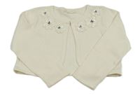 Smetanové pletené svetrové bolérko s kvietkami
