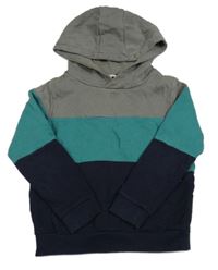 Sivo-zeleno-tmavomodrá mikina s kapucňou zn. M&S