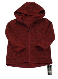 Nové - Bordó žíhaná fleecová prepínaci mikina s kapucňou zn. Dunnes