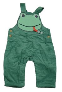 Zelené laclové podšité manšestráky s žabkou Mothercare