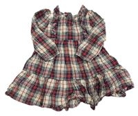 Smetanovo-červeno-tmavomodré kostkované šaty F&F