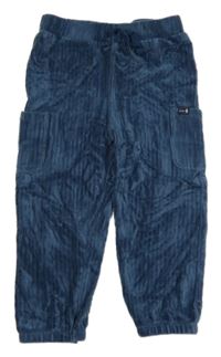 Tmavomodré zamatové rebrované tepláky s vreckami Jojo Maman Bébé