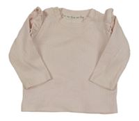Svetloružové rebrované tričko s volánikmi River Island