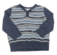 Sivo-tmavomodro-modrý pruhovaný sveter Matalan