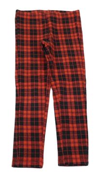 Červeno-čierne kockované legíny