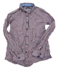 Tmavomodro-bílo-červená kostičkovaná košile Reserved