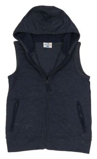 Tmavomodrá melírovaná tepláková prepínaci vesta s kapucňou Topolino