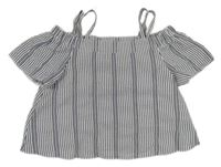 Tmavomodro-bílá pruhovaná crop halenka Primark