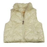 Světlebéžová šusťáková zateplená crop vesta Zara