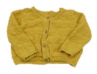 Horčicový prepínaci sveter s perforovaným vzorom Tu