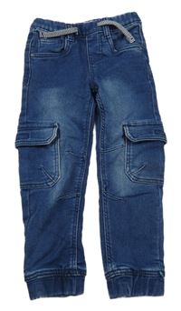 Tmavomodré teplákové cuff rifle s kapsami Pocopiano