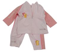 Nové - 2set - Růžové UV triko s medvídkem + UV kalhoty M&S
