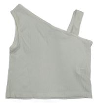 Biely rebrovaný crop top s odhaleným ramenem Zara