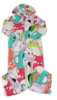 Bielo-farebná chlpatá chlpatá kombinéza s kapucí - Squishmallows Next