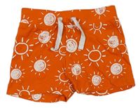 Oranžové bavlnené kraťasy so sluníčky Primark