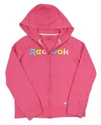 Ružová prepínaci mikina s logom a kapucňou zn. Reebok