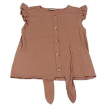 Staroružová mačkaná crop blúzka s uzlom Matalan