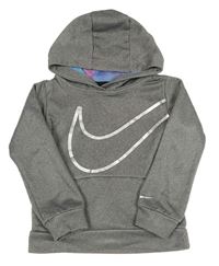 Sivá športová mikina s logom a kapucňou zn. Nike