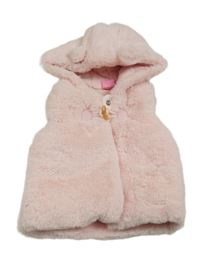 Svetloružová kožušinová zateplená vesta s kapucňou Cutey Couture