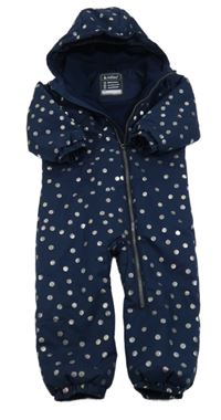Tmavomodrá bodkovaná šušťáková zimná kombinéza s kapucňou Killtec