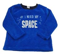 Zafírová chlpatá mikina s nápisom