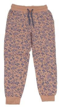 Ružovo-modré kvietkovane cuff tepláky Lupilu