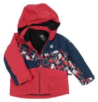 Růžovo-tmavomodrá funkční šusťáková lyžařská bunda s kapucí Dare 2B