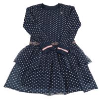 Tmavomodré síťované šaty se srdíčky Jubelo