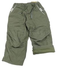 Khaki šušťákové podšité nohavice s nápisom H&M